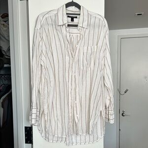 Banana Republic Striped Button-Up Linen Shirt